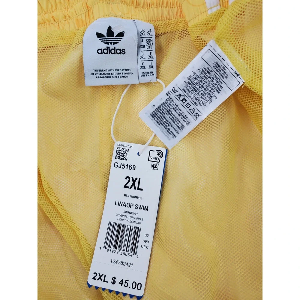 Adidas men swimwear shorts GJ5169 LINAOP 124782421 yellow pockets 2XL $45